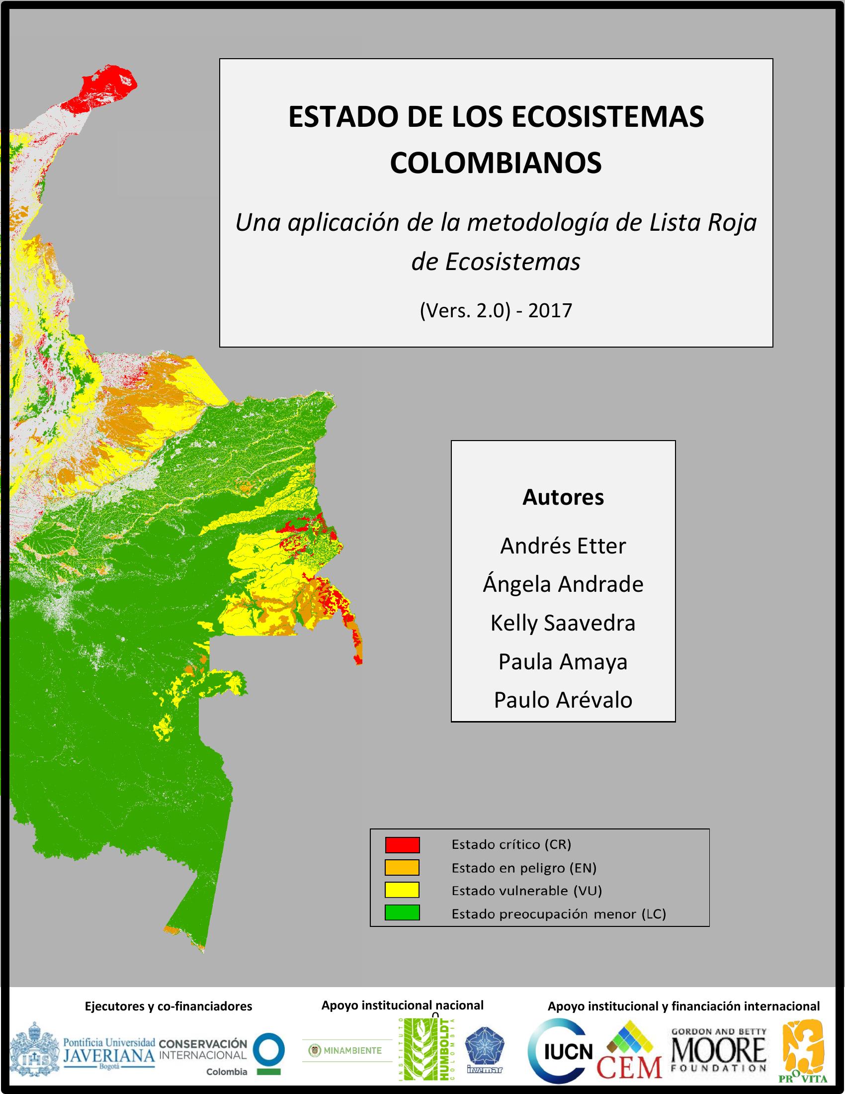 Cover of the 2017 Colombia Red List of Ecosystems report