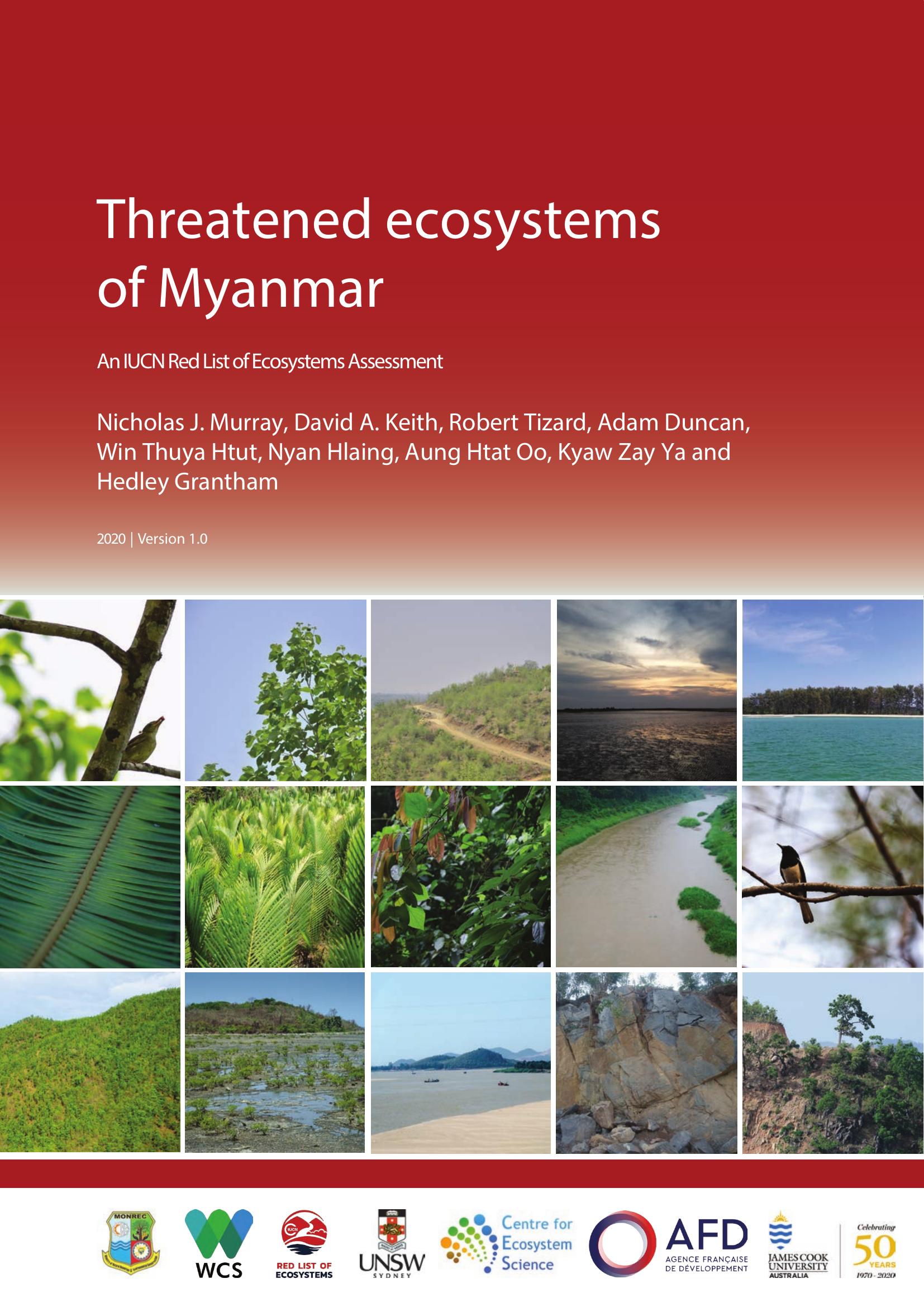 Cover of the 2020 Threatened ecosystems of Myanmar report